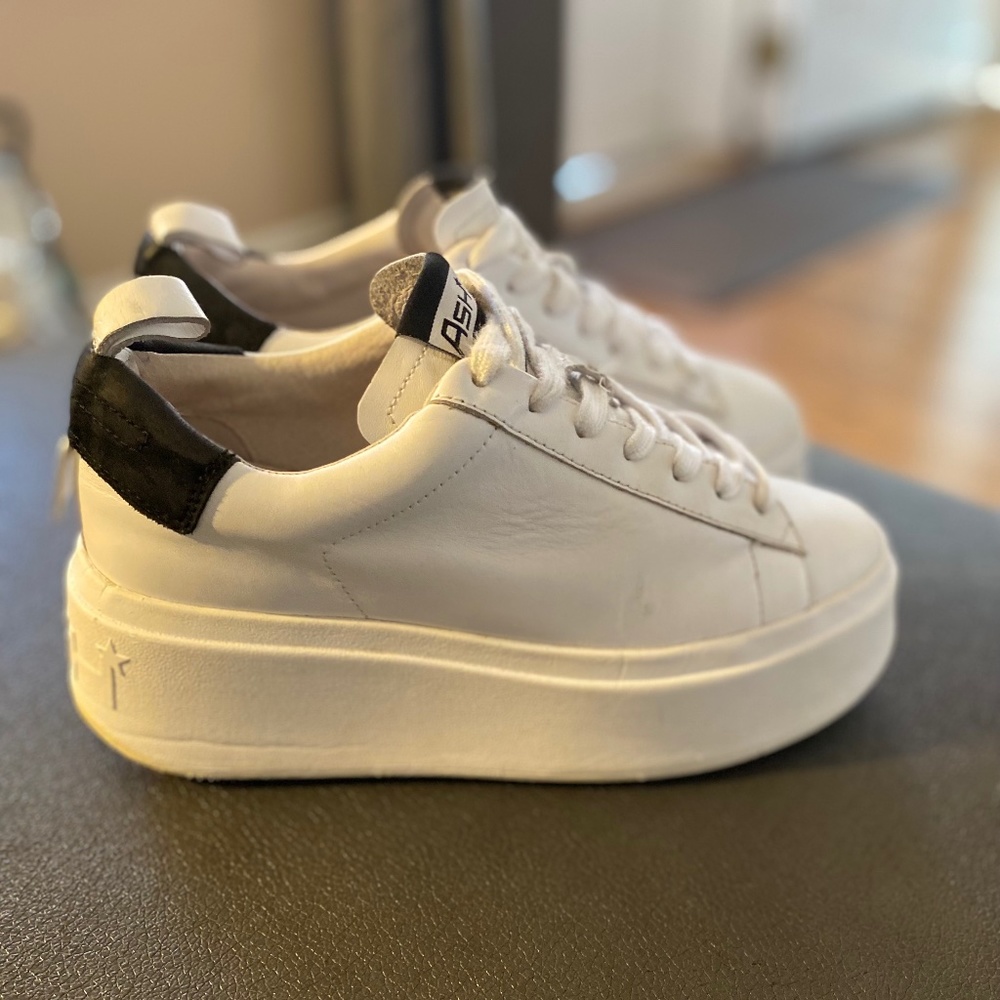 ASH  MOBY WHITE AND BLACK PYTHON-EFFECT LEATHER